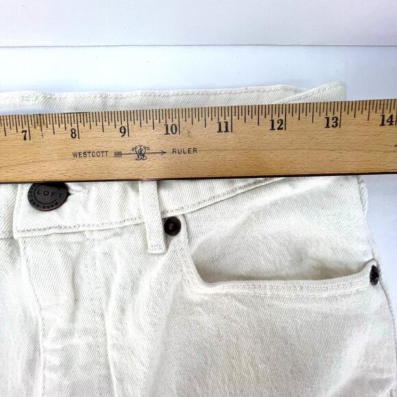 EUC LOFT 26/2 HIGH WAIST RELAXED STRAIGHT Frayed Hem Cream Casual Denim - Picture 9 of 11